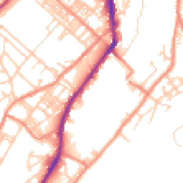Daytime road noise heatmap for BD21 1DB