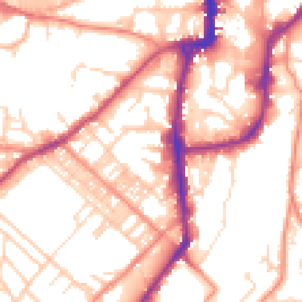 Daytime road noise heatmap for BD21 1DF
