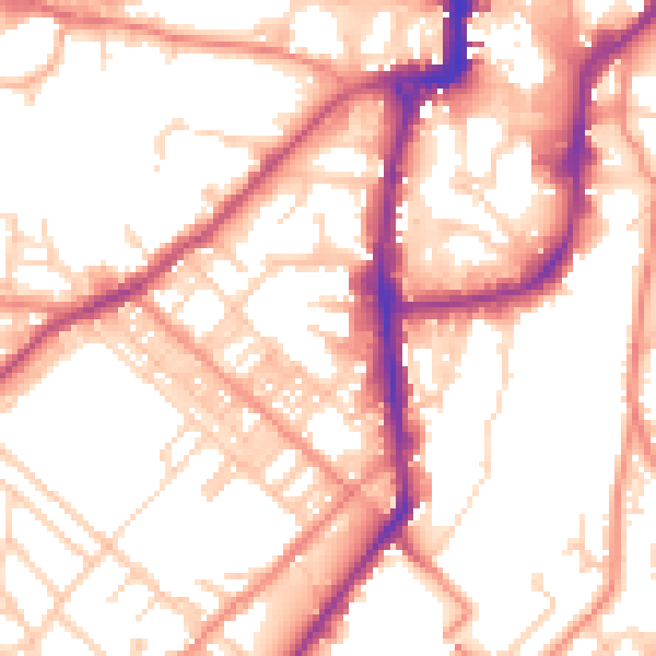 Daytime road noise heatmap for BD21 1DJ
