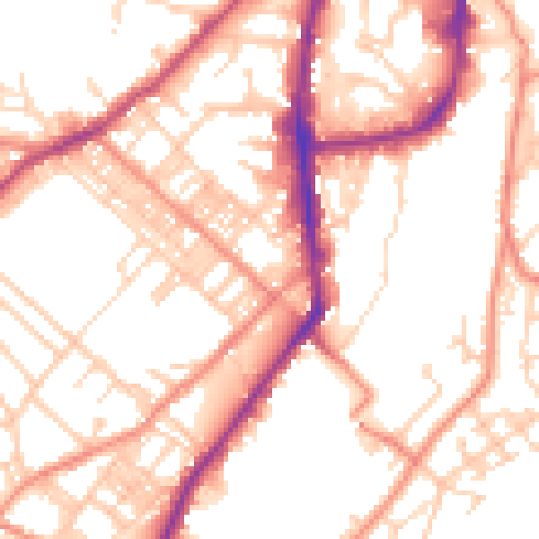 Daytime road noise heatmap for BD21 1DL