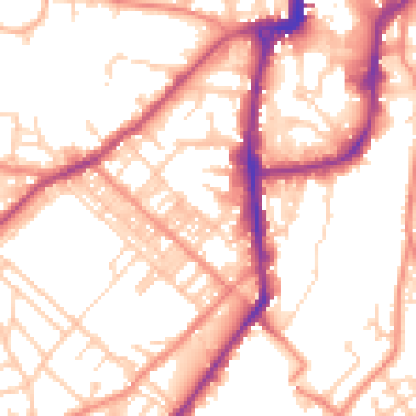 Daytime road noise heatmap for BD21 1DN