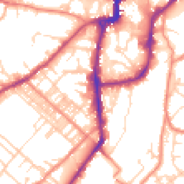 Daytime road noise heatmap for BD21 1DQ