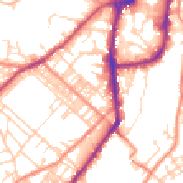 Daytime road noise heatmap for BD21 1DR