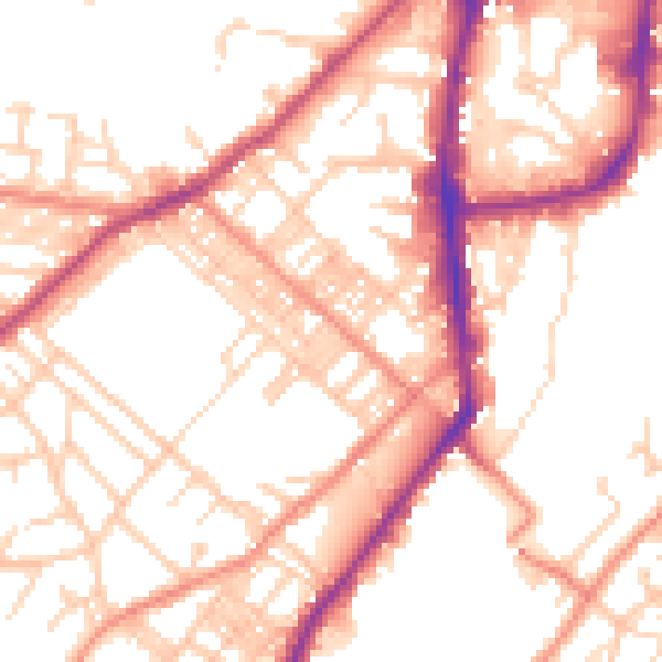 Daytime road noise heatmap for BD21 1DS