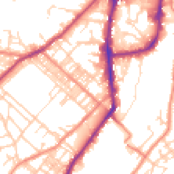 Daytime road noise heatmap for BD21 1DT