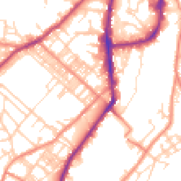 Daytime road noise heatmap for BD21 1DZ