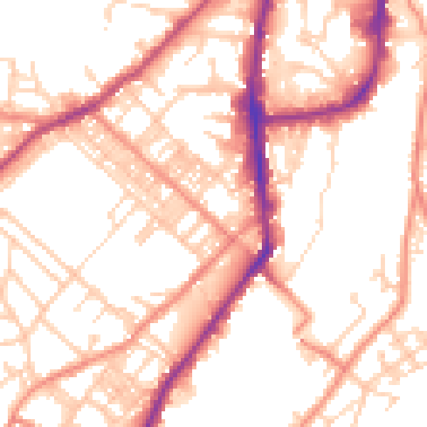 Daytime road noise heatmap for BD21 1EA