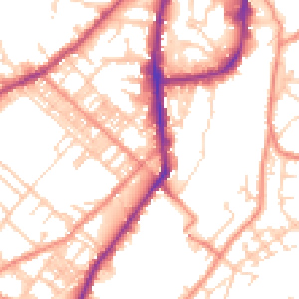 Daytime road noise heatmap for BD21 1ED