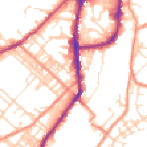 Daytime road noise heatmap for BD21 1EE
