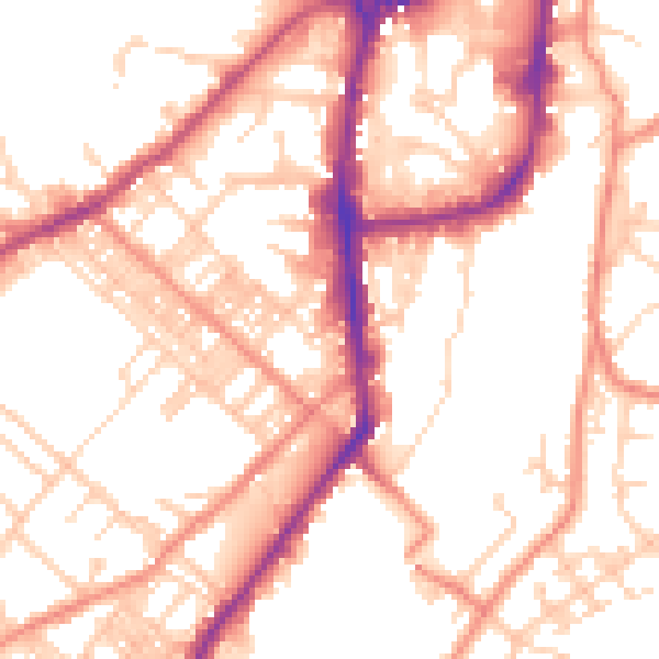 Daytime road noise heatmap for BD21 1EF