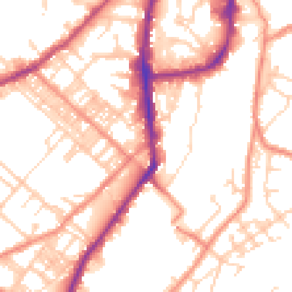 Daytime road noise heatmap for BD21 1EH