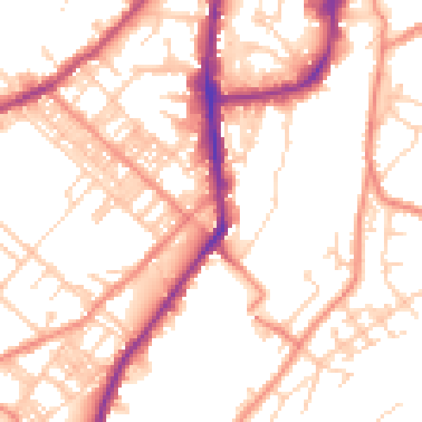 Daytime road noise heatmap for BD21 1EJ