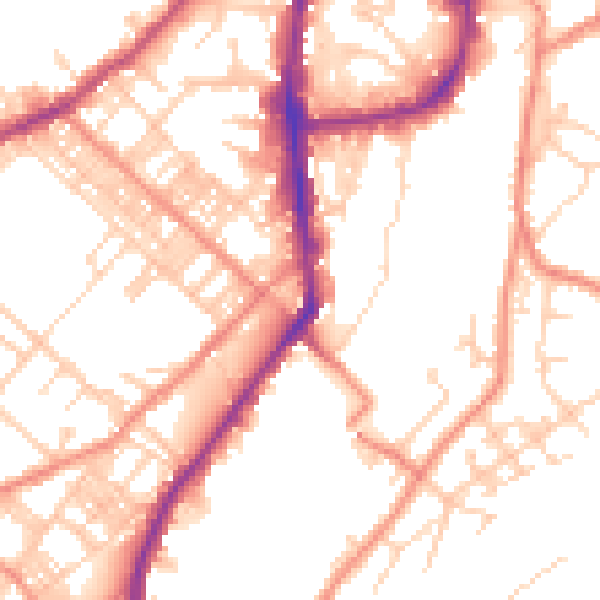 Daytime road noise heatmap for BD21 1EL