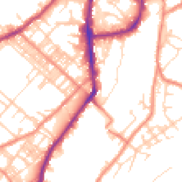 Daytime road noise heatmap for BD21 1EN