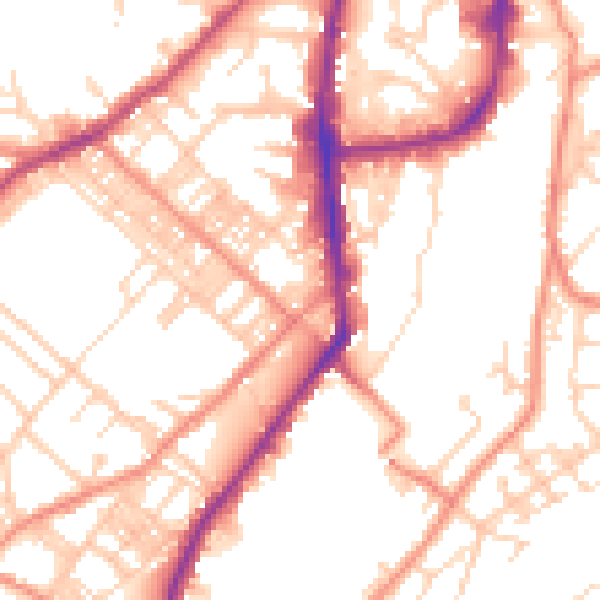 Daytime road noise heatmap for BD21 1ES