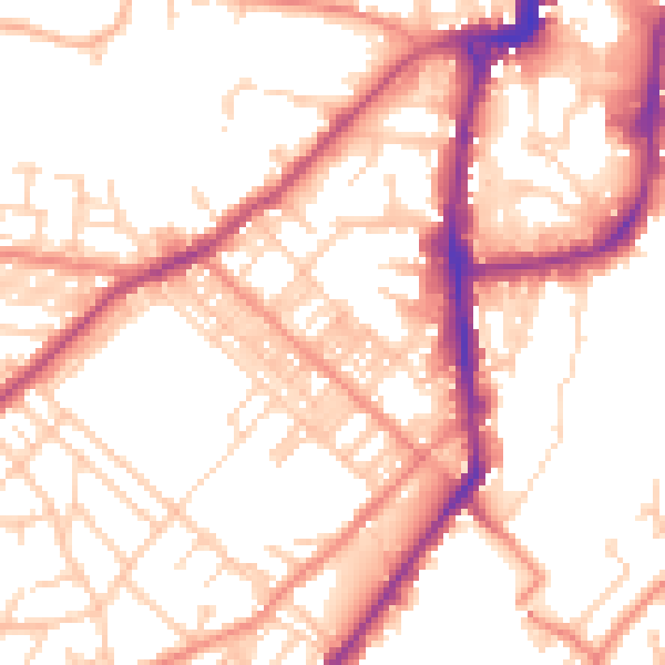 Daytime road noise heatmap for BD21 1JA