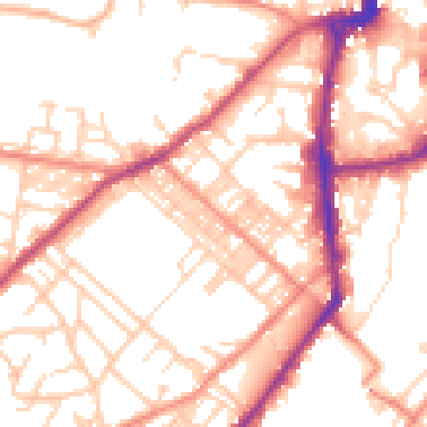 Daytime road noise heatmap for BD21 1JB