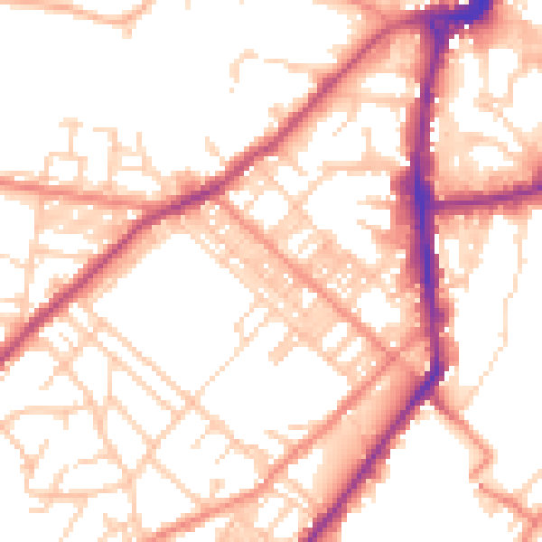 Daytime road noise heatmap for BD21 1JD