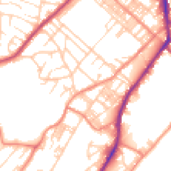 Daytime road noise heatmap for BD21 1LB