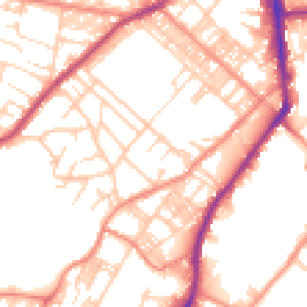 Daytime road noise heatmap for BD21 1LQ