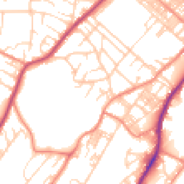Daytime road noise heatmap for BD21 1LZ