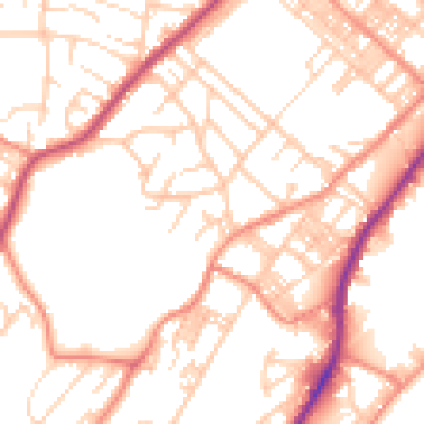 Daytime road noise heatmap for BD21 1NA