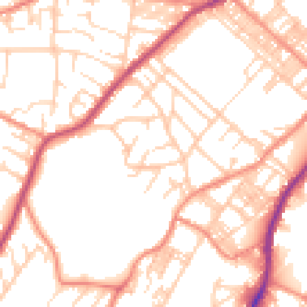 Daytime road noise heatmap for BD21 1NE