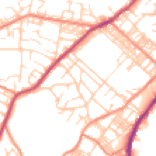 Daytime road noise heatmap for BD21 1NG