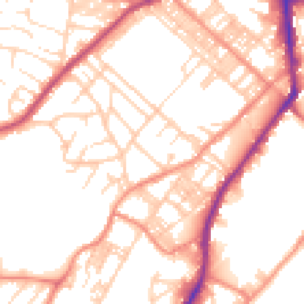Daytime road noise heatmap for BD21 1NJ