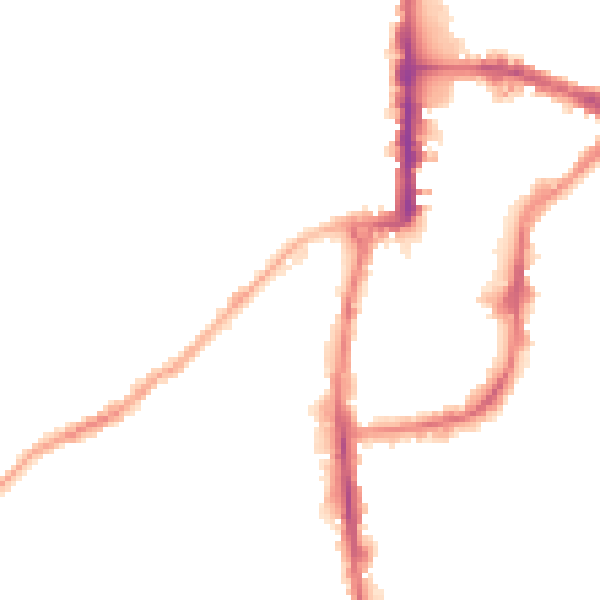 Night-time road noise heatmap for BD21 1NT