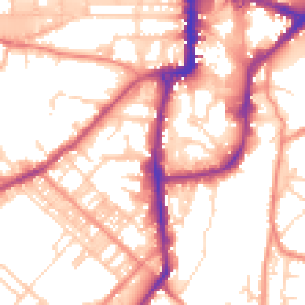 Daytime road noise heatmap for BD21 1PF