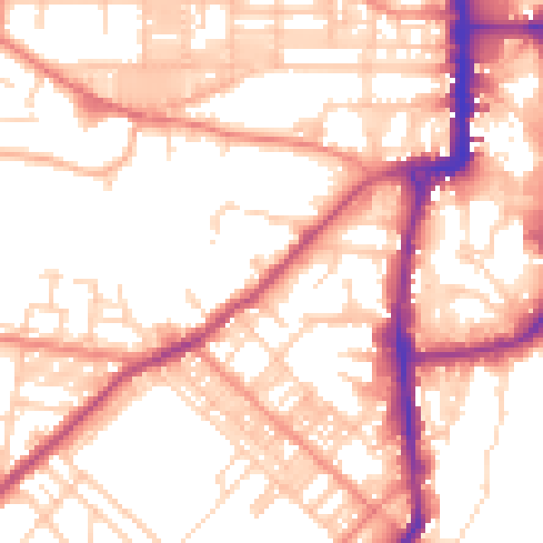 Daytime road noise heatmap for BD21 1QH