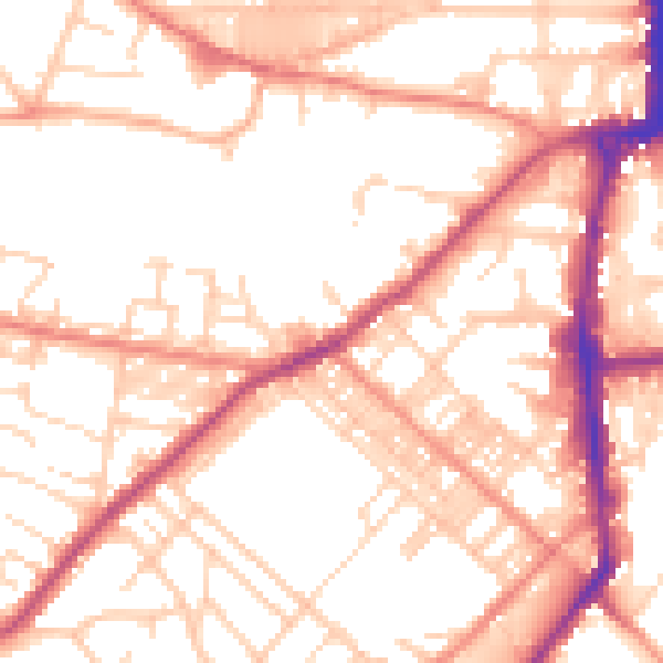 Daytime road noise heatmap for BD21 1QX