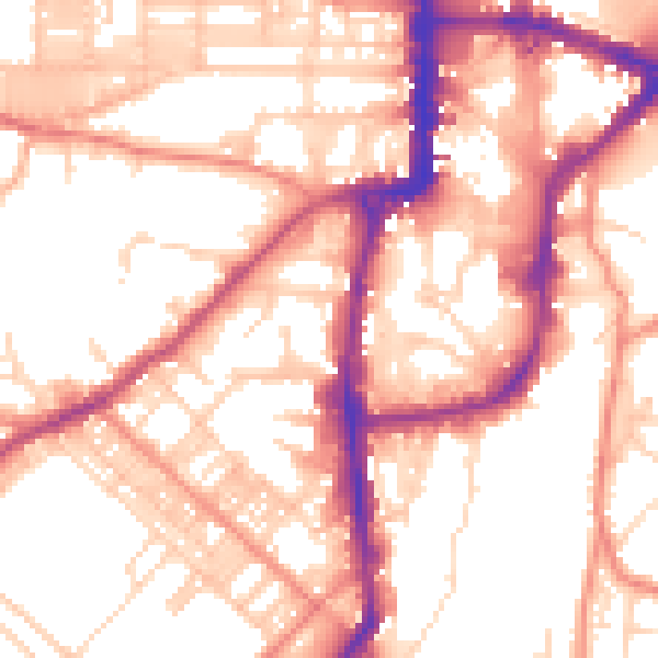 Daytime road noise heatmap for BD21 1SW