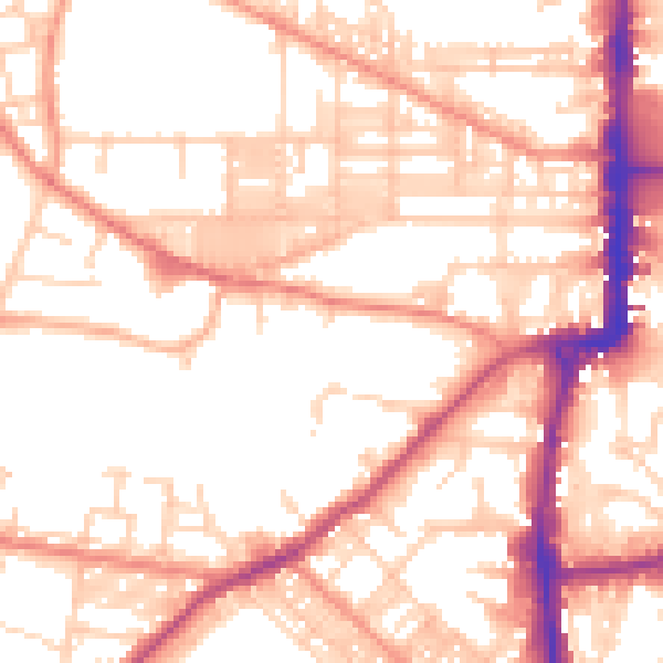 Daytime road noise heatmap for BD21 2AG