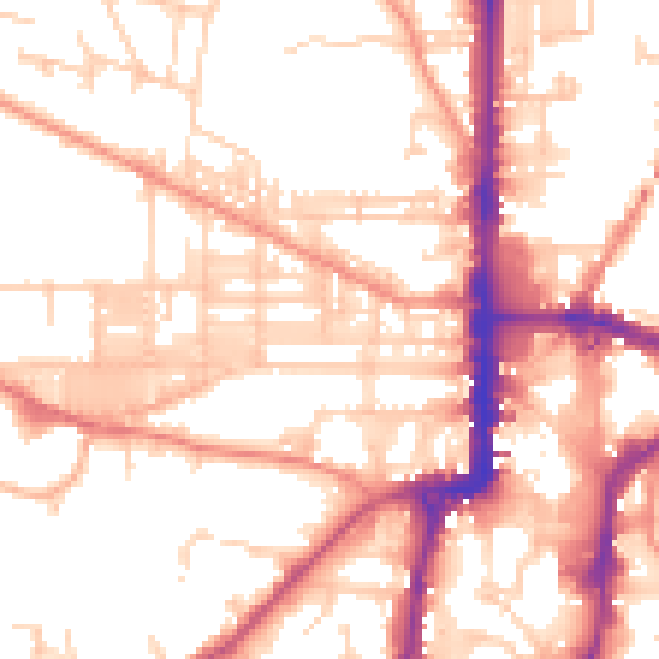 Daytime road noise heatmap for BD21 2BX
