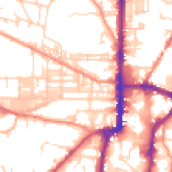 Daytime road noise heatmap for BD21 2BY