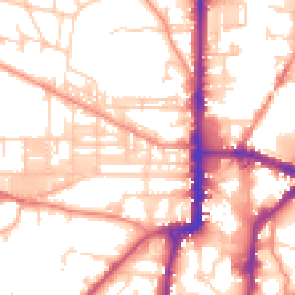 Daytime road noise heatmap for BD21 2BZ