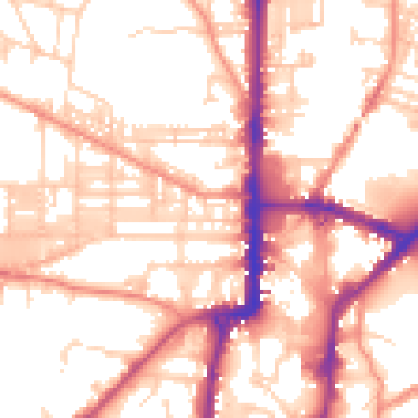 Daytime road noise heatmap for BD21 2DS