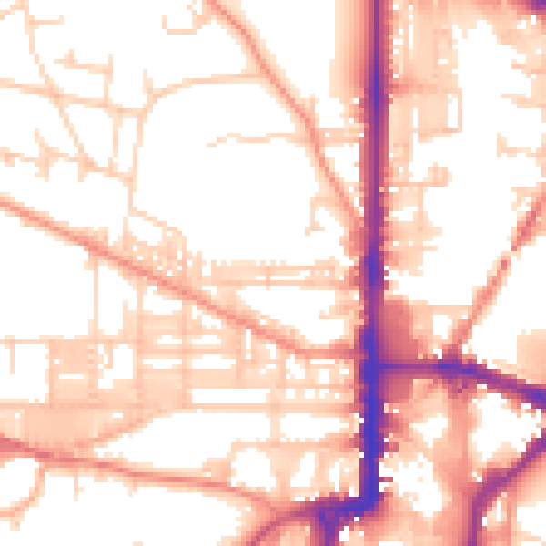 Daytime road noise heatmap for BD21 2ER
