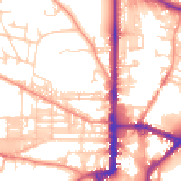Daytime road noise heatmap for BD21 2ES