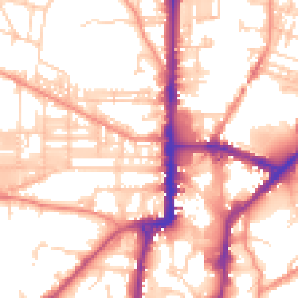 Daytime road noise heatmap for BD21 2EX