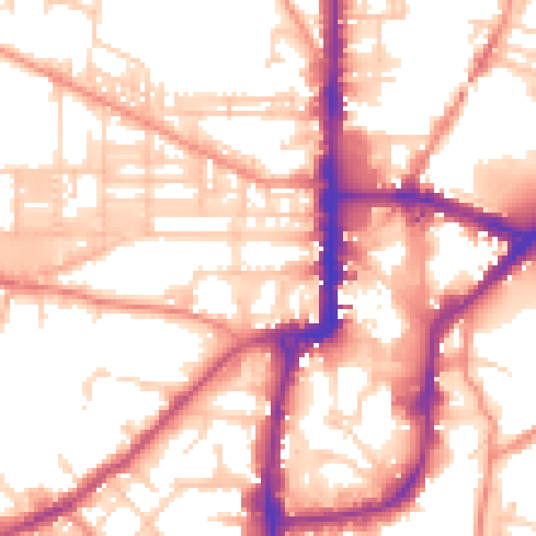 Daytime road noise heatmap for BD21 2JP