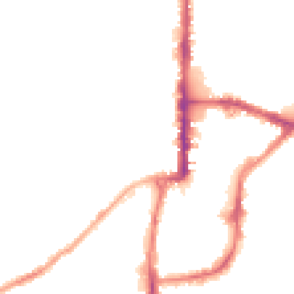 Night-time road noise heatmap for BD21 2JU