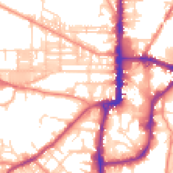Daytime road noise heatmap for BD21 2JY