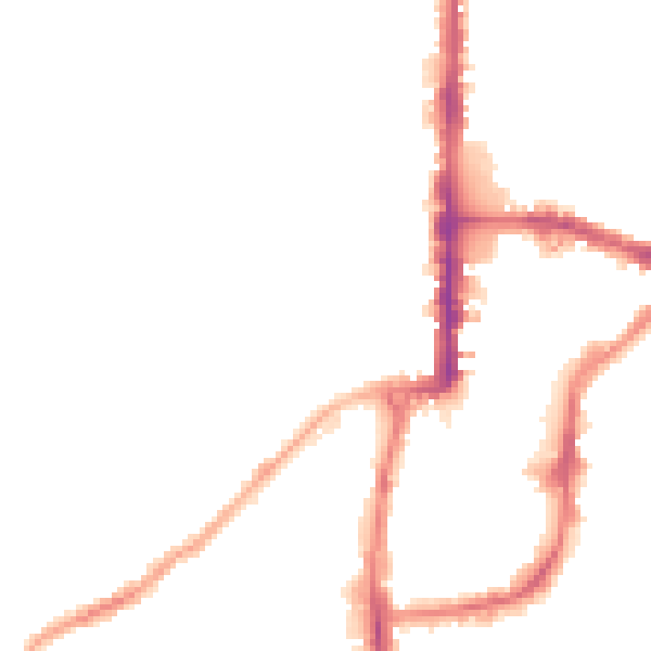 Night-time road noise heatmap for BD21 2JY