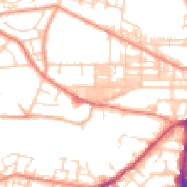 Daytime road noise heatmap for BD21 2LS