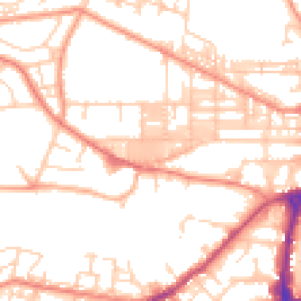 Daytime road noise heatmap for BD21 2LX