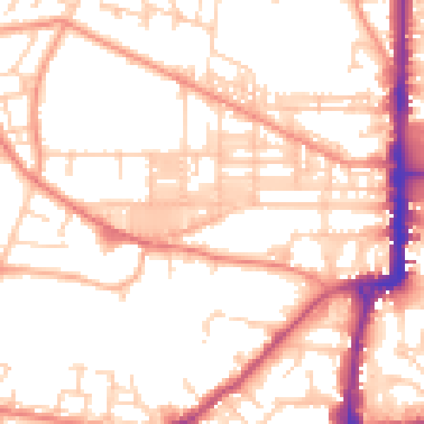 Daytime road noise heatmap for BD21 2QN