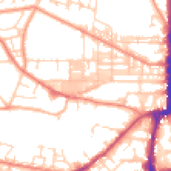 Daytime road noise heatmap for BD21 2QT